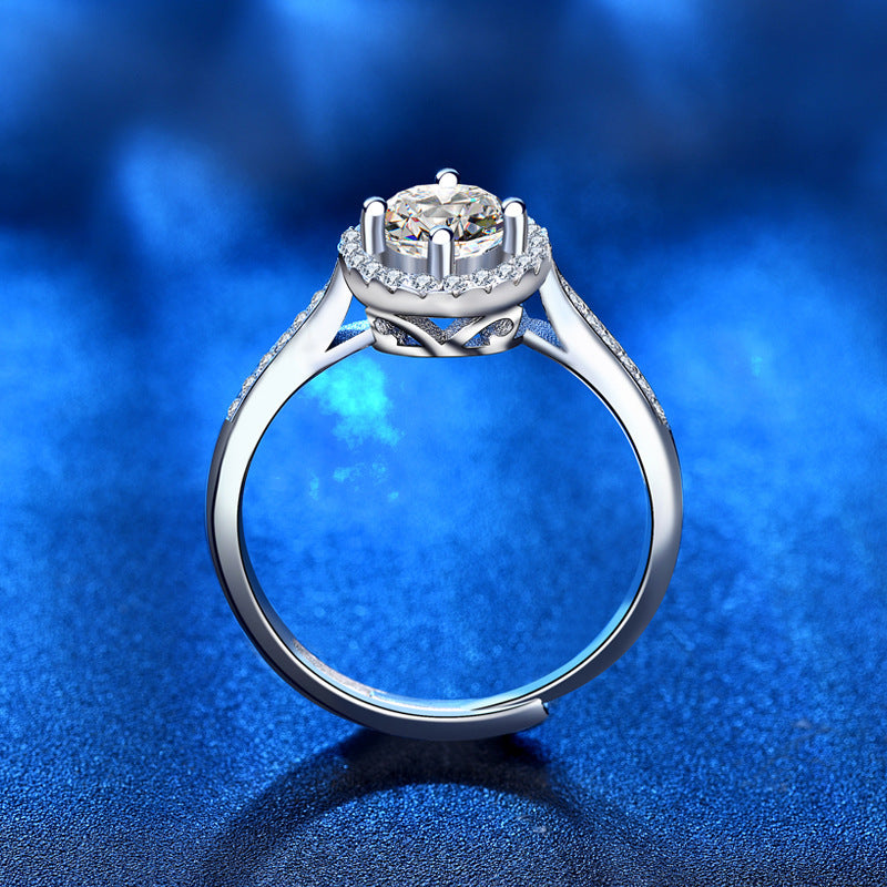 925 Sterling Silber Runder Moissanitstein Ring