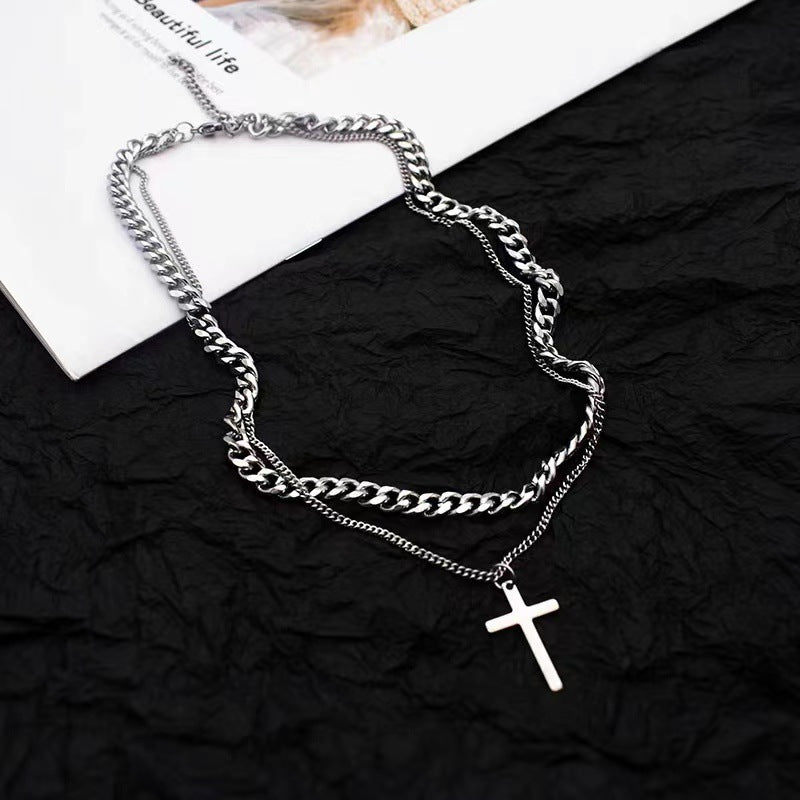 Titanstahl Kreuz Doppelkette