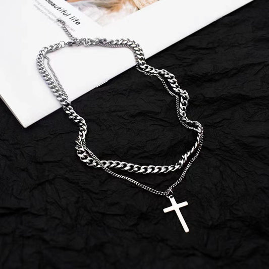 Titanstahl Kreuz Doppelkette