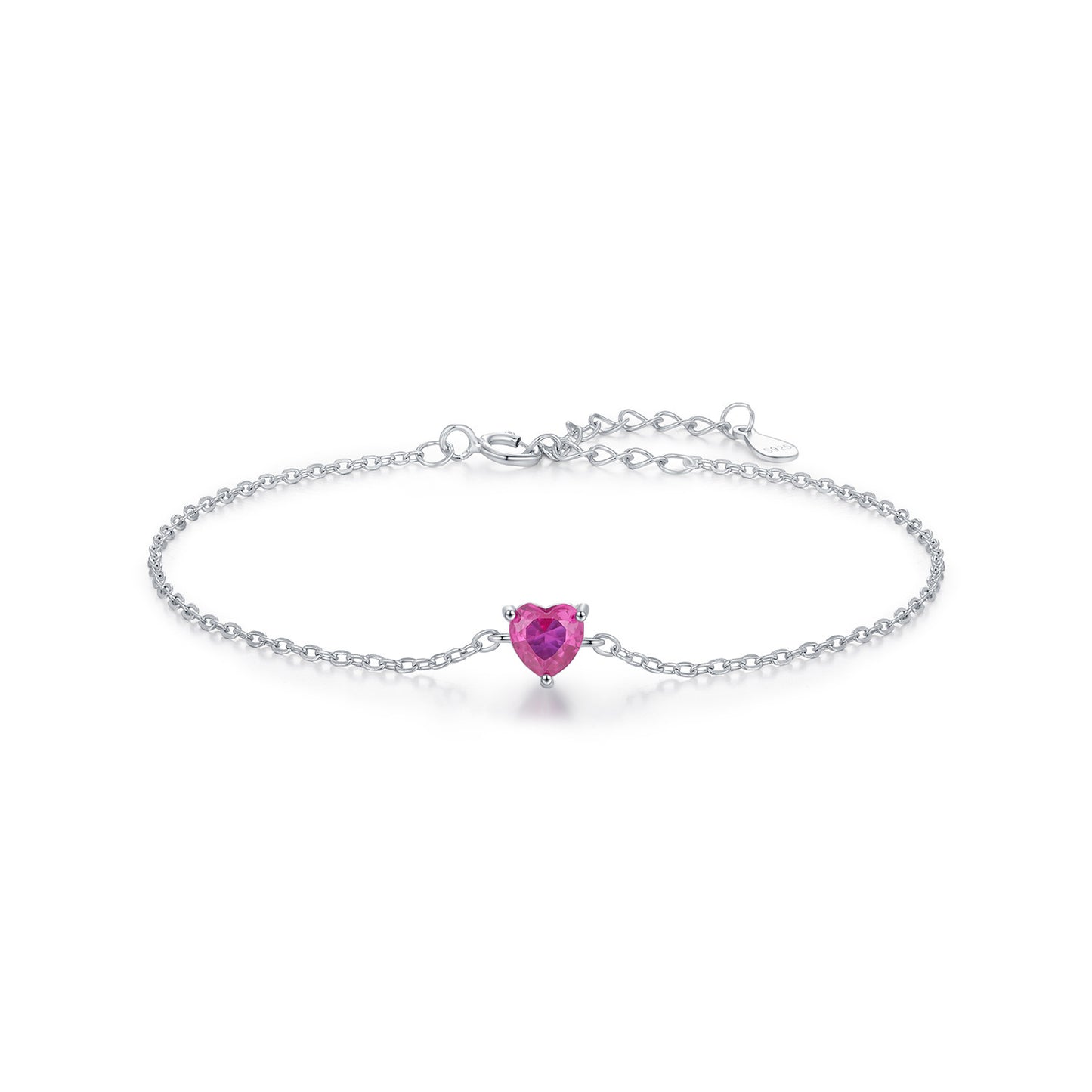 925 Sterling Silber Pinkes Herzarmband