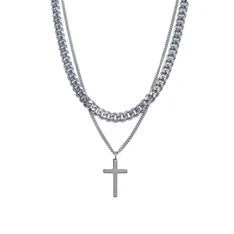 Titanstahl Kreuz Doppelkette