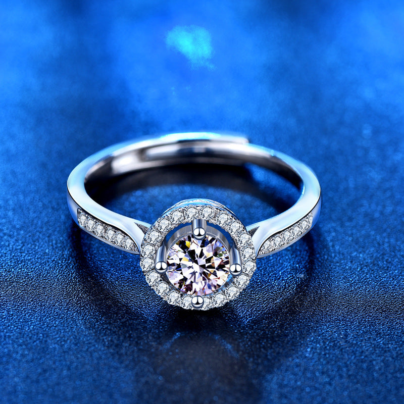 925 Sterling Silber Runder Moissanitstein Ring