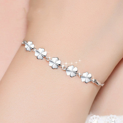 925 Sterling Silber Vierblättriges Kleeblatt Armband