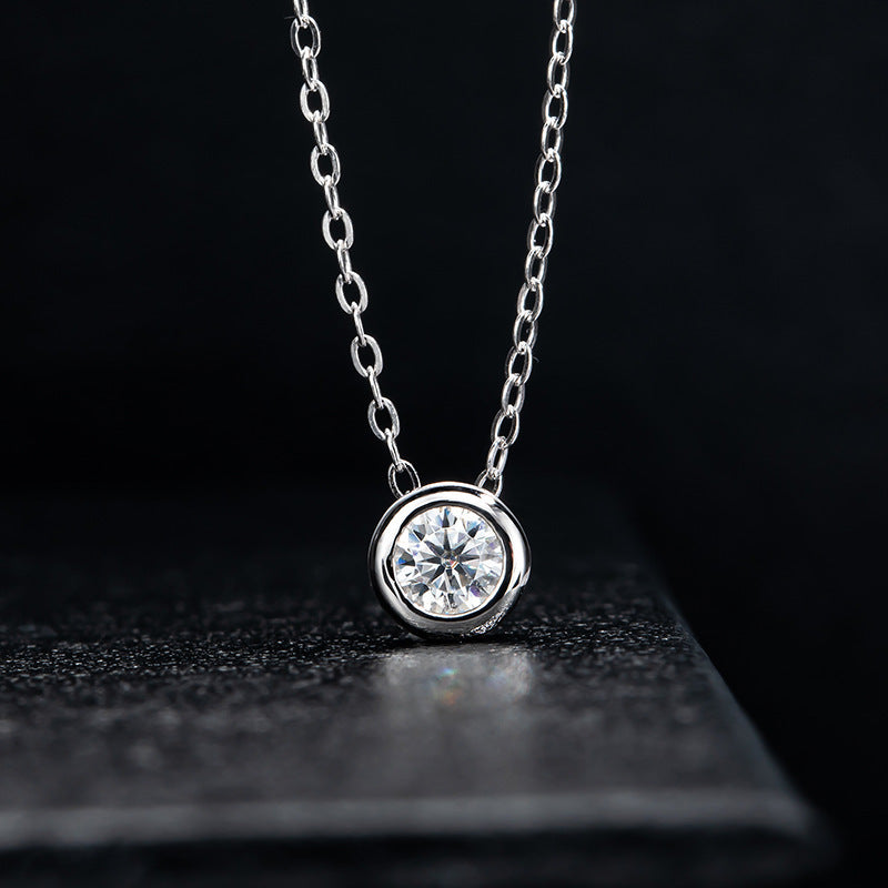 925 Sterling Silber Runde Moissanit Kette