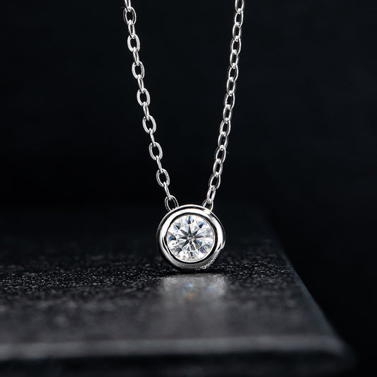 925 Sterling Silber Runde Moissanit Kette