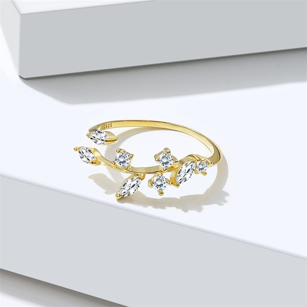 925 Sterling Silber Blatt-Ring