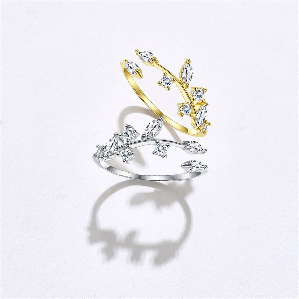 925 Sterling Silber Blatt-Ring