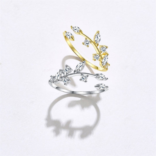 925 Sterling Silber Blatt-Ring