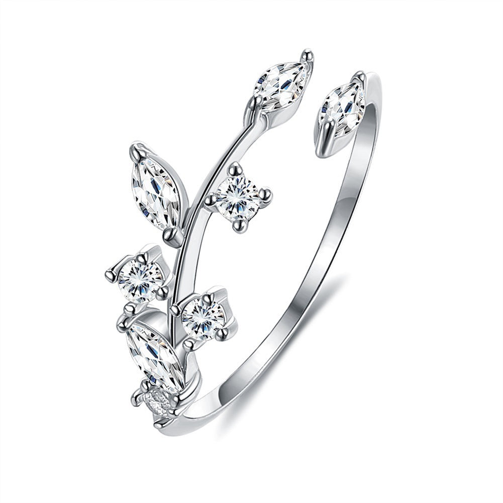 925 Sterling Silber Blatt-Ring