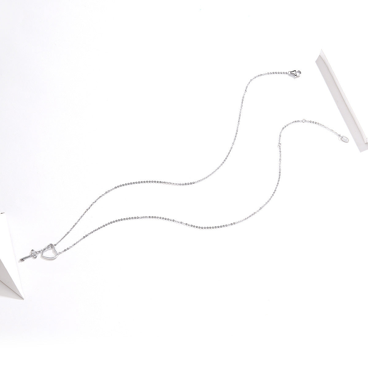 925 Sterling Silber Herz mit Schlüssel Kette