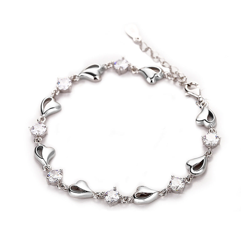 Herz-Kristall Armband 925 Sterling Silber