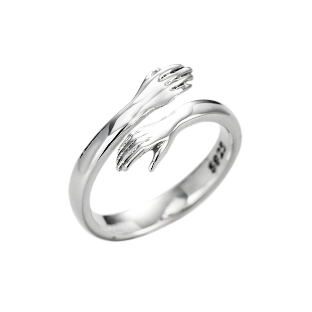 925 Sterling Silber Umarmende Hände Ring