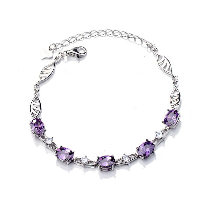 925 Sterling Silber Lila DNA Diamantarmband