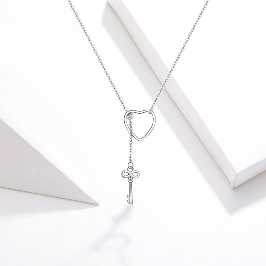 925 Sterling Silber Herz mit Schlüssel Kette