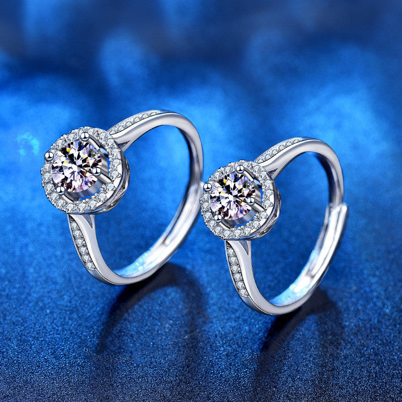 925 Sterling Silber Runder Moissanitstein Ring