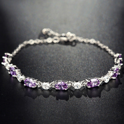 Violettedelstein Armband 925 Sterling Silber