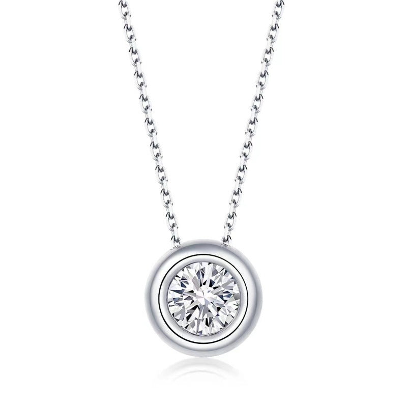 925 Sterling Silber Runde Moissanit Kette