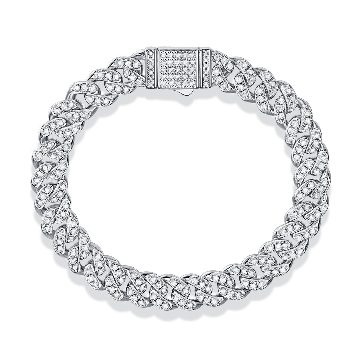 925 Sterling Silber Cuban Link Moissanit Iced Out Armband
