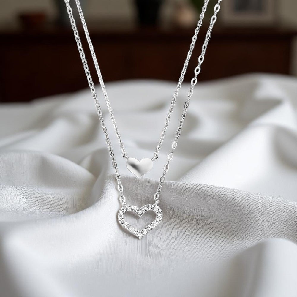 925 Sterling Silber 2 Herzenkette
