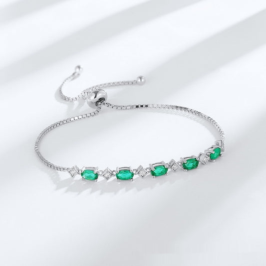 925 Sterling Silber Smaragd Diamant Armband
