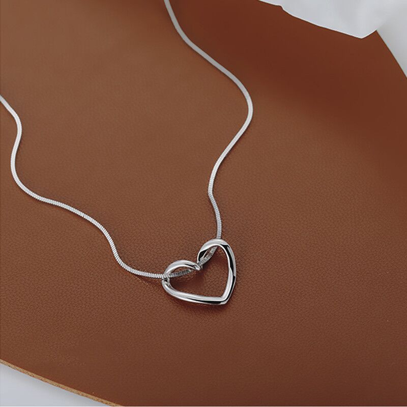 925 Sterling Silber Offene Herzkette