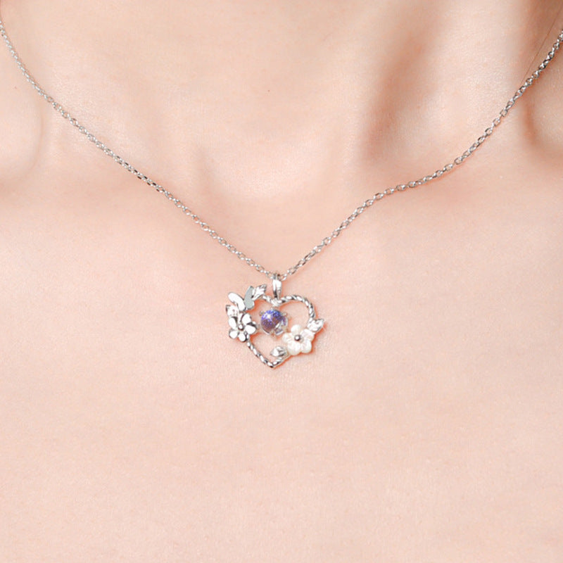 Blüten-Herz Kette 925 Sterling Silber