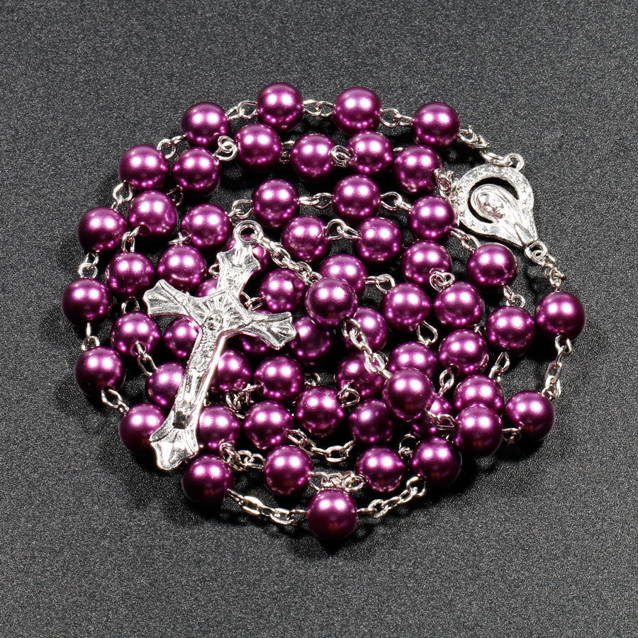 Mehrfarbige Perlen Rosenkranz Kette
