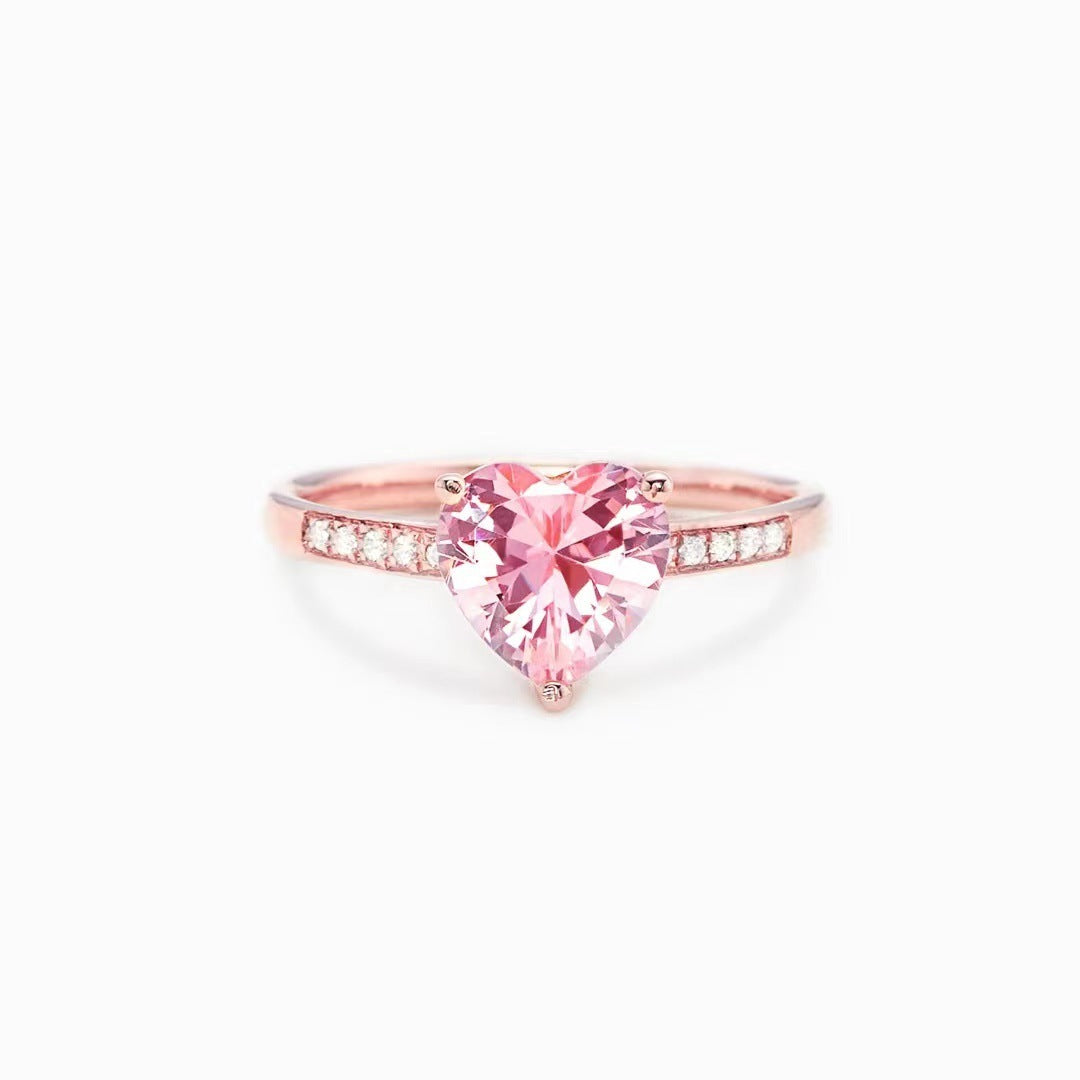 925 Sterling Silber Pinker Herzring