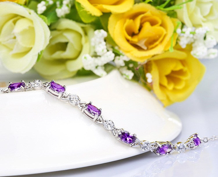 Violettedelstein Armband 925 Sterling Silber