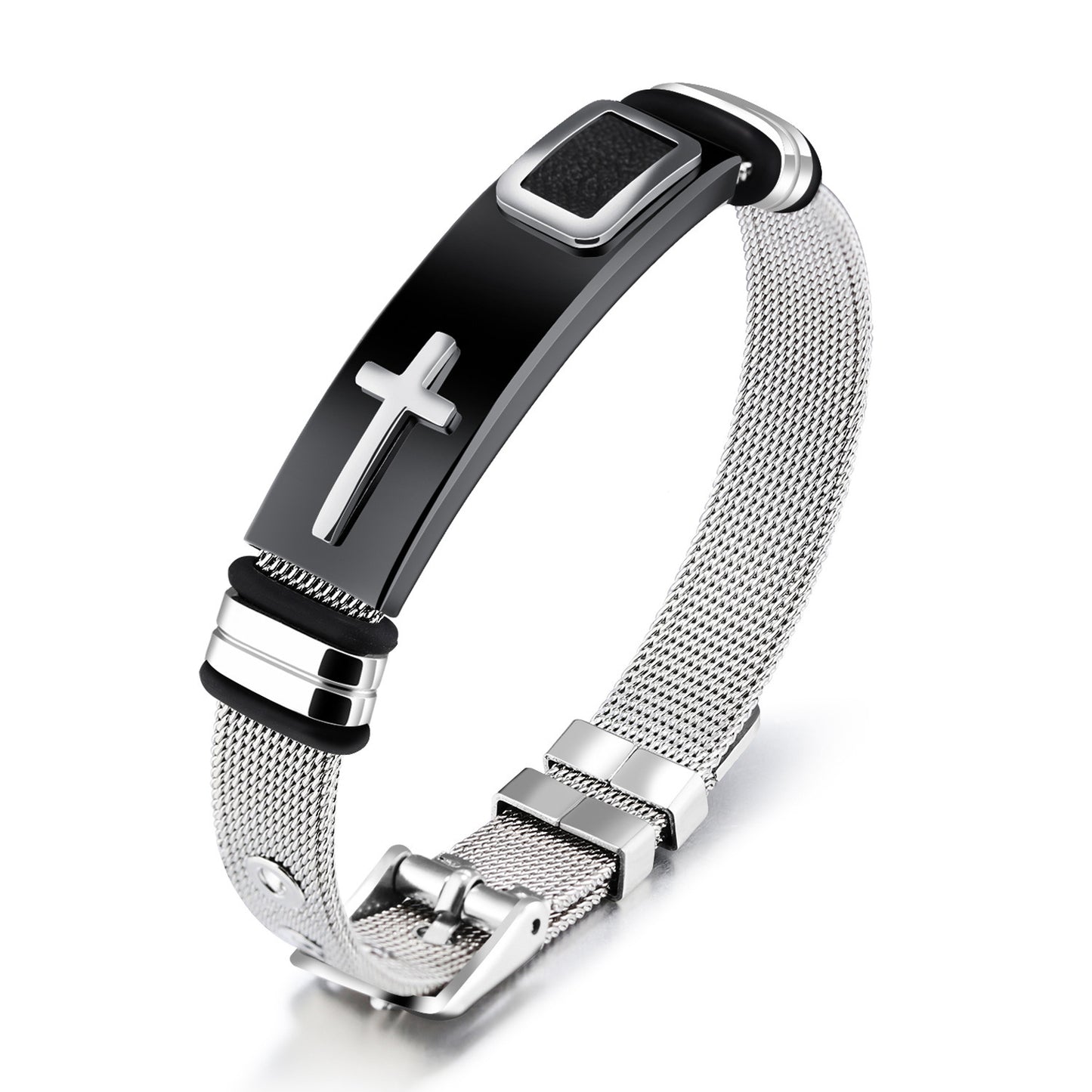 Edelstahl Mesh Kreuzarmband