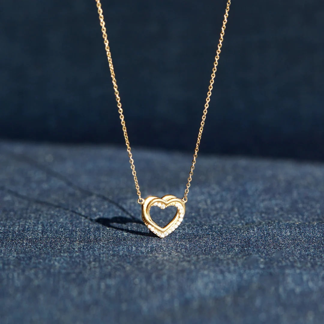 925 Sterling Silber Doppelherzkette