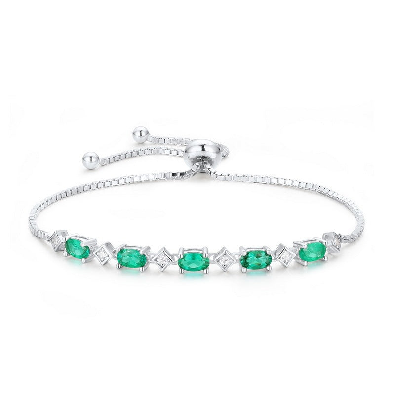 925 Sterling Silber Smaragd Diamant Armband