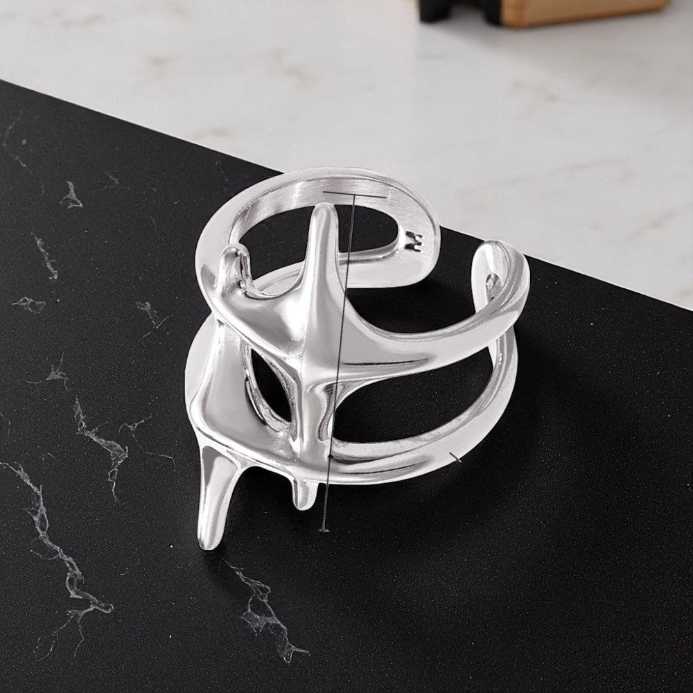Doppelstern Edelstahlring