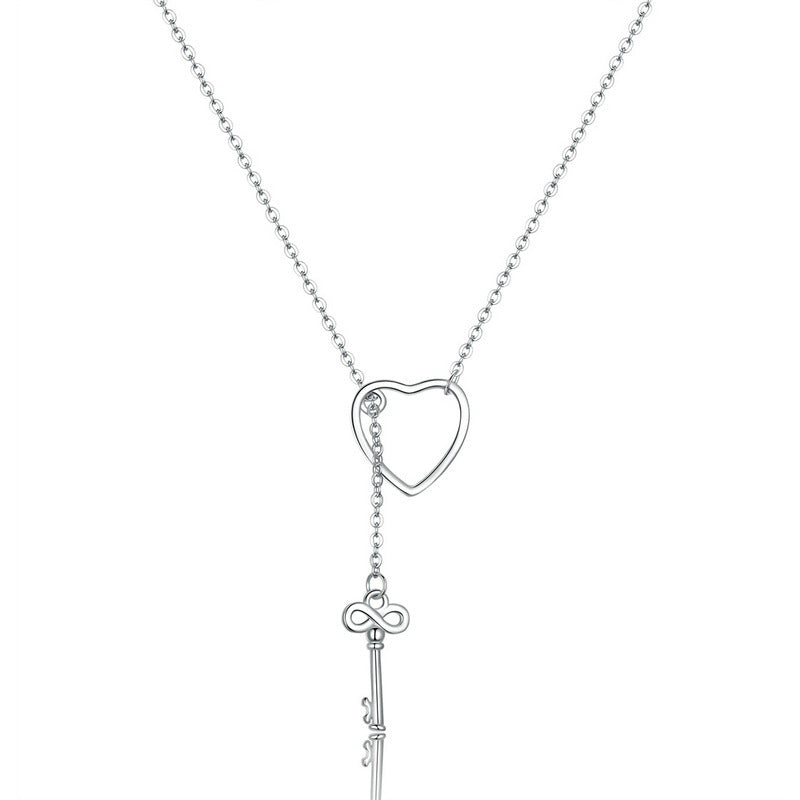 925 Sterling Silber Herz mit Schlüssel Kette