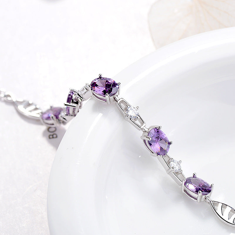 925 Sterling Silber Lila DNA Diamantarmband