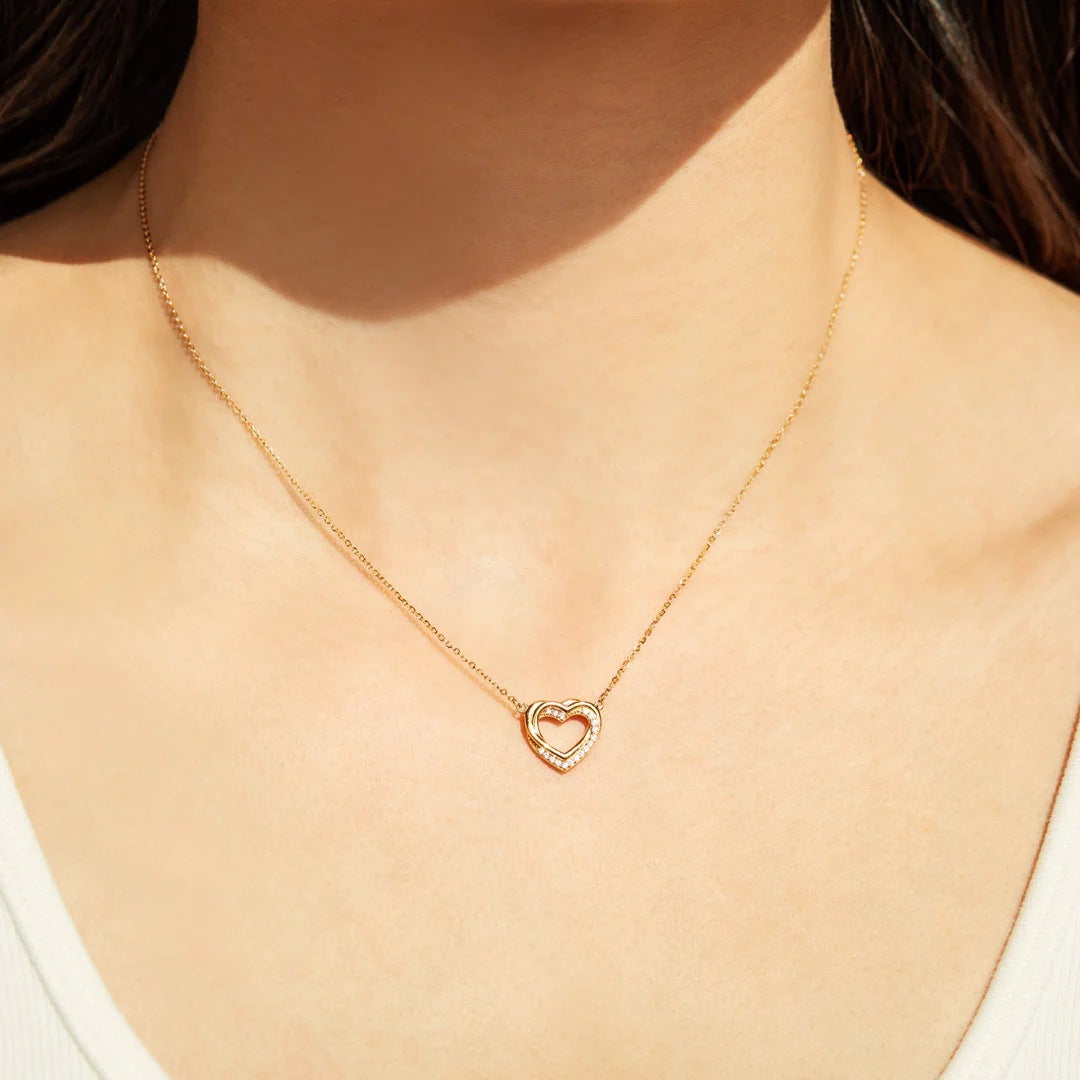 925 Sterling Silber Doppelherzkette
