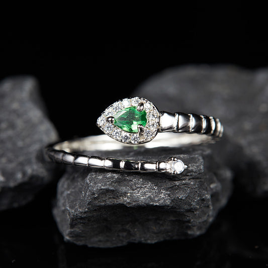 925 Sterling Silber Smaragdschlange Ring