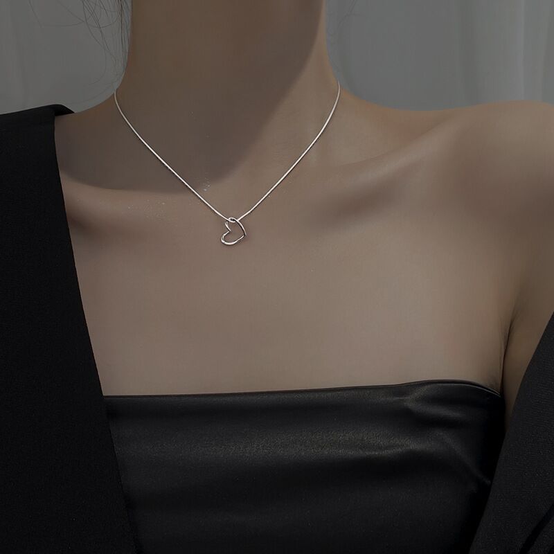 925 Sterling Silber Offene Herzkette