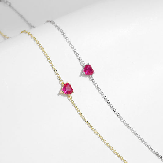 925 Sterling Silber Pinkes Herzarmband