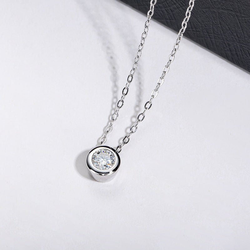 925 Sterling Silber Runde Moissanit Kette