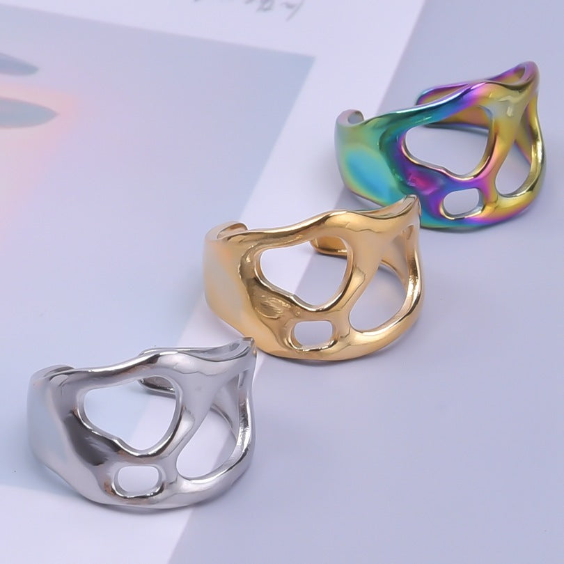 Geschmolzenes Metall Edelstahlring