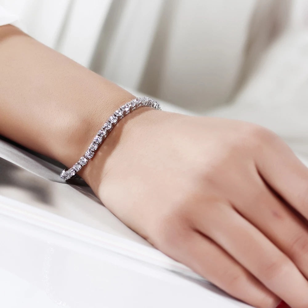 925er Sterling Silber Moissanit Tennisarmband