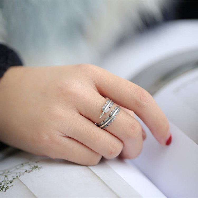 925 Sterling Silber Feder Ring