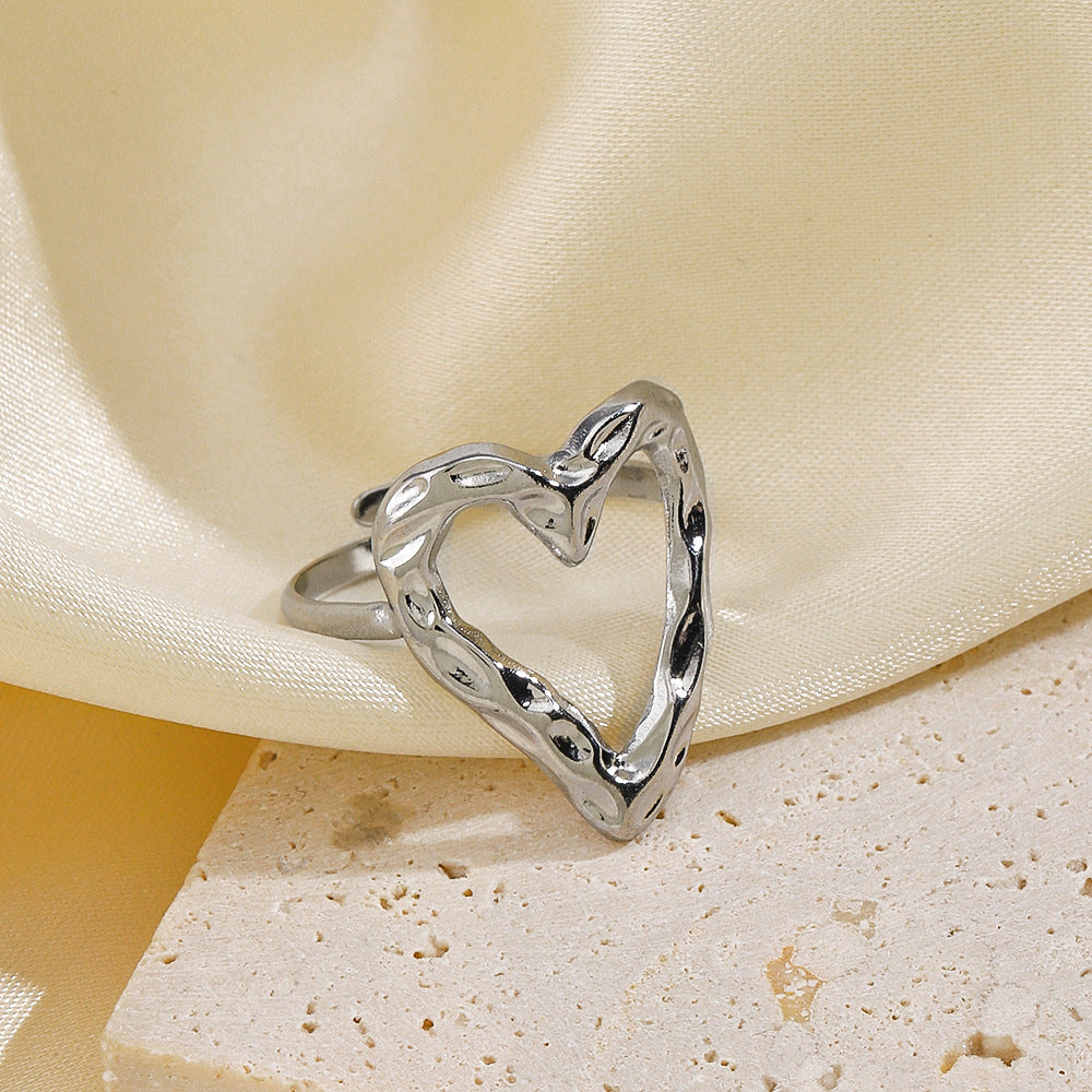 Geschmolzener Edelstahl Herzring