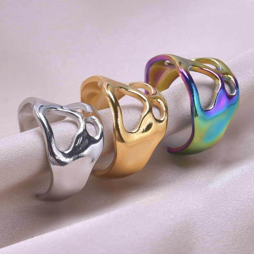 Geschmolzenes Metall Edelstahlring