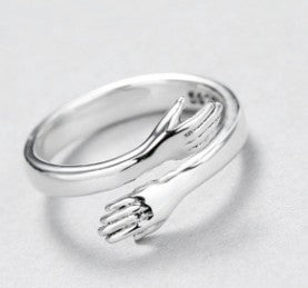 925 Sterling Silber Umarmende Hände Ring