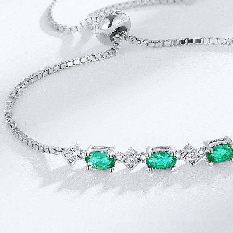 925 Sterling Silber Smaragd Diamant Armband