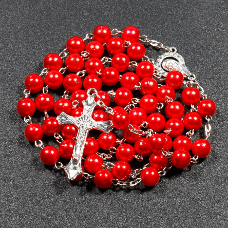 Mehrfarbige Perlen Rosenkranz Kette