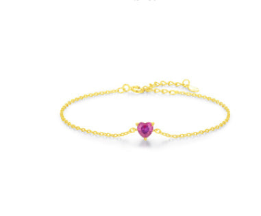 925 Sterling Silber Pinkes Herzarmband