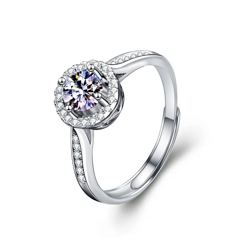 925 Sterling Silber Runder Moissanitstein Ring